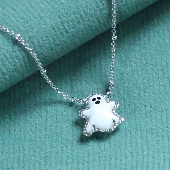 Kendra Scott Ghost Necklace White Mother-of-Pearl Silver - Picture 2 of 2